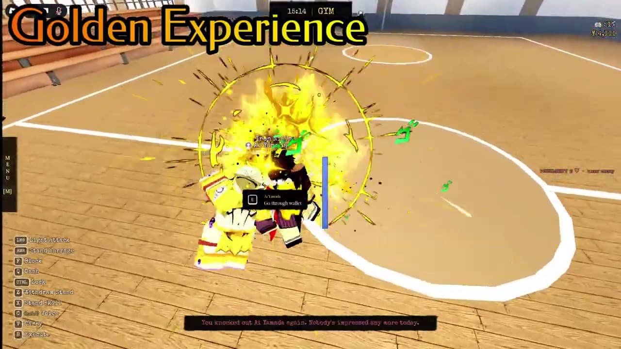 Gold Experience gameplay in Morioh High